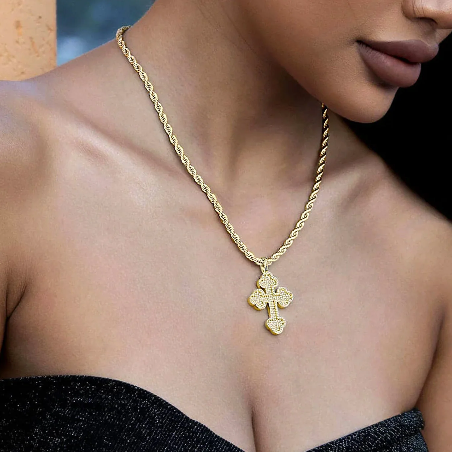 Round Cut Bottoni Cross Pendant - Image 2