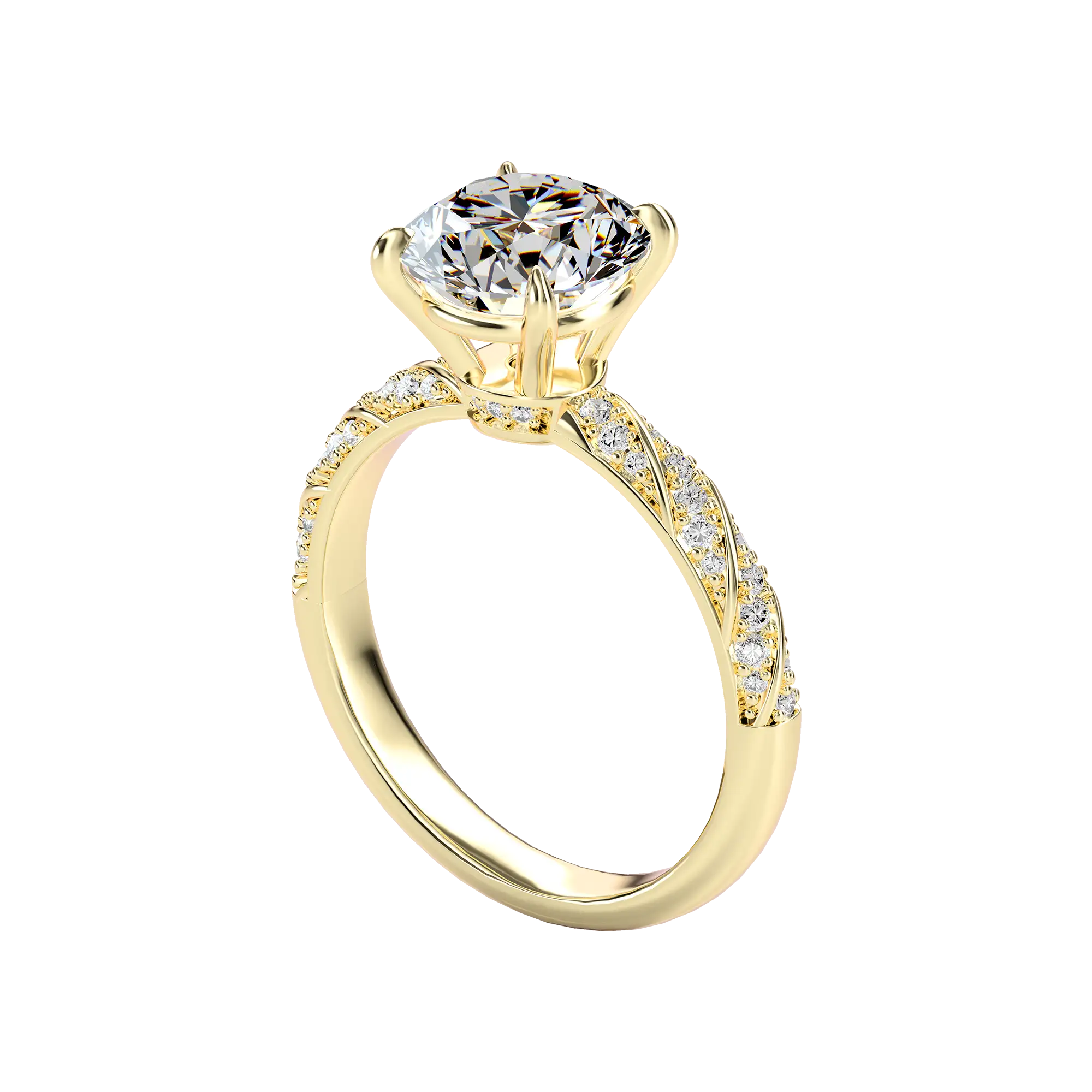 Round Cut Diamond Rope Engagement Ring Custom - Image 2