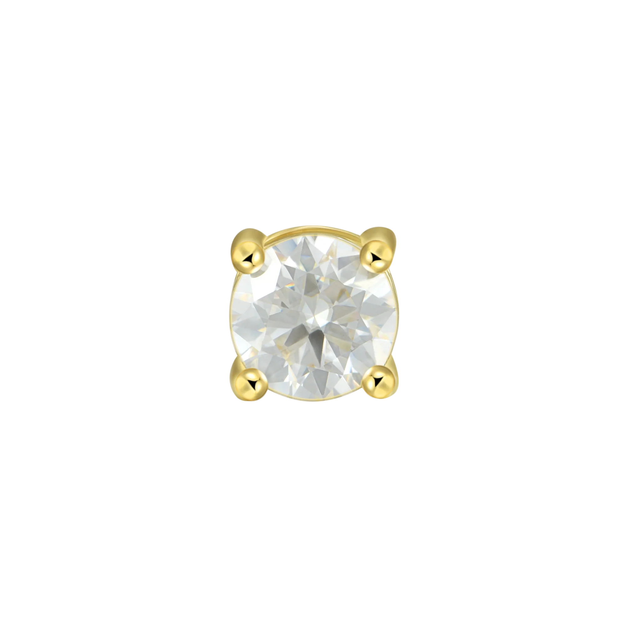 Round Cut Moissanite Stud Earring - Single