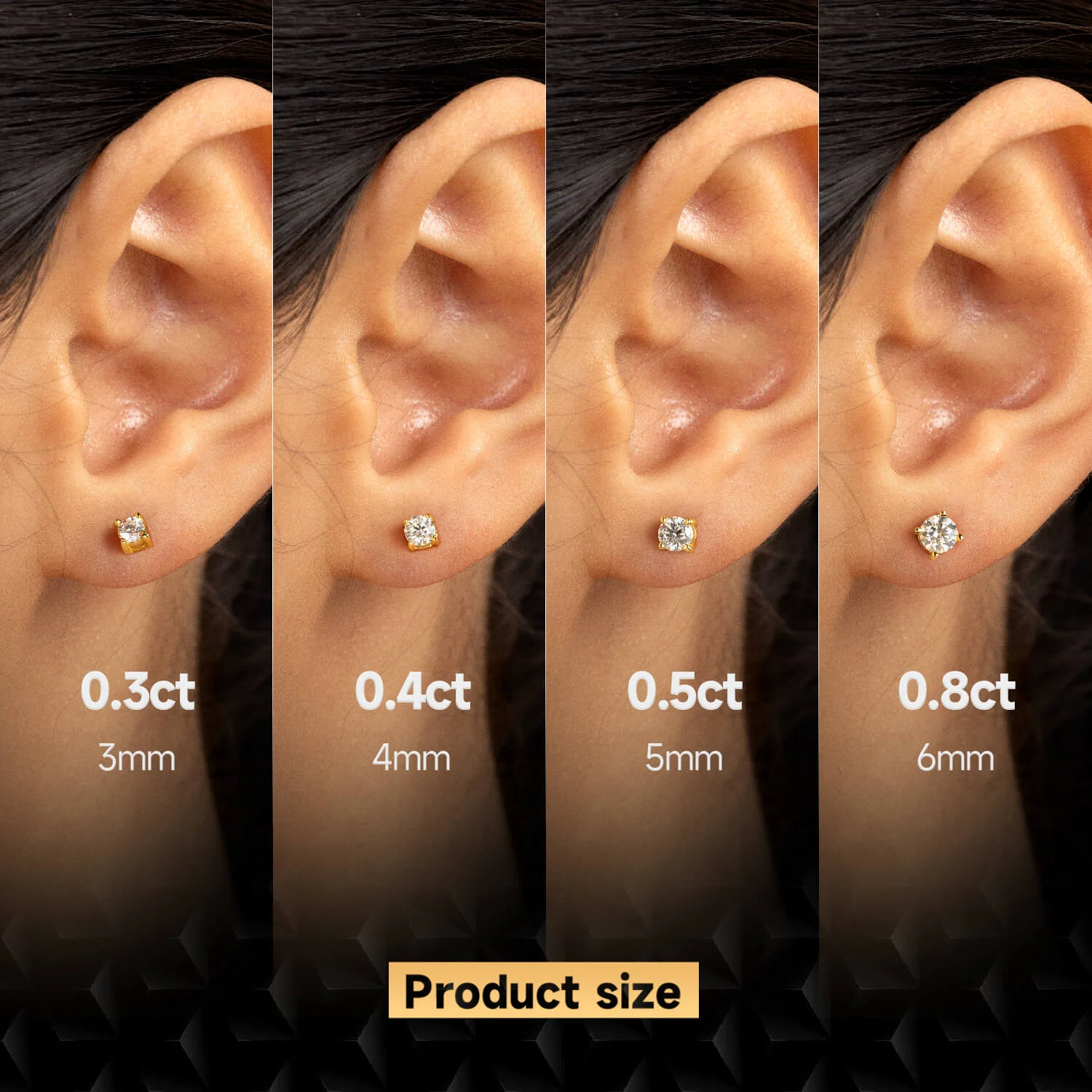 Round Cut Moissanite Stud Earring - Single - Image 2