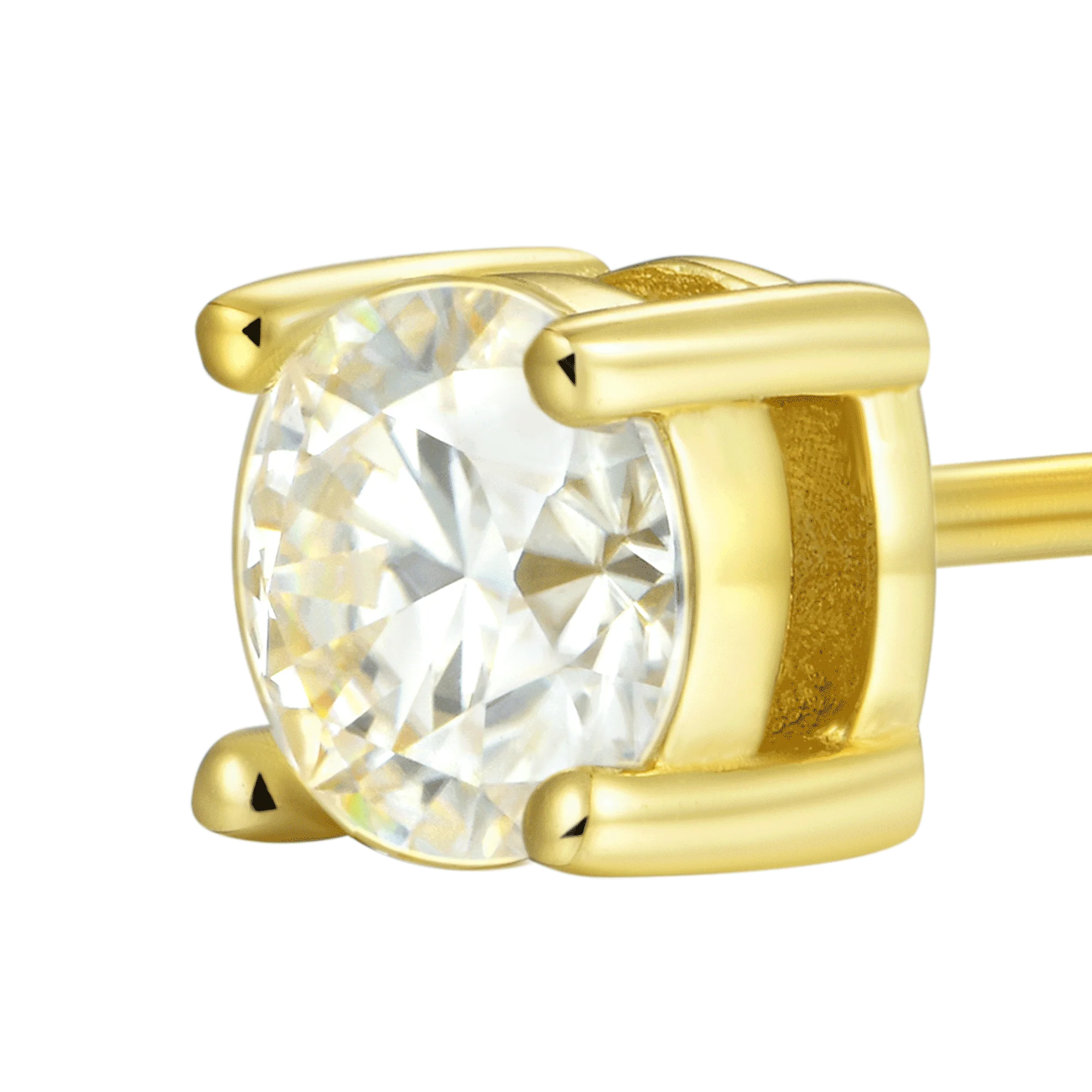 Round Cut Moissanite Stud Earring - Single - Image 3