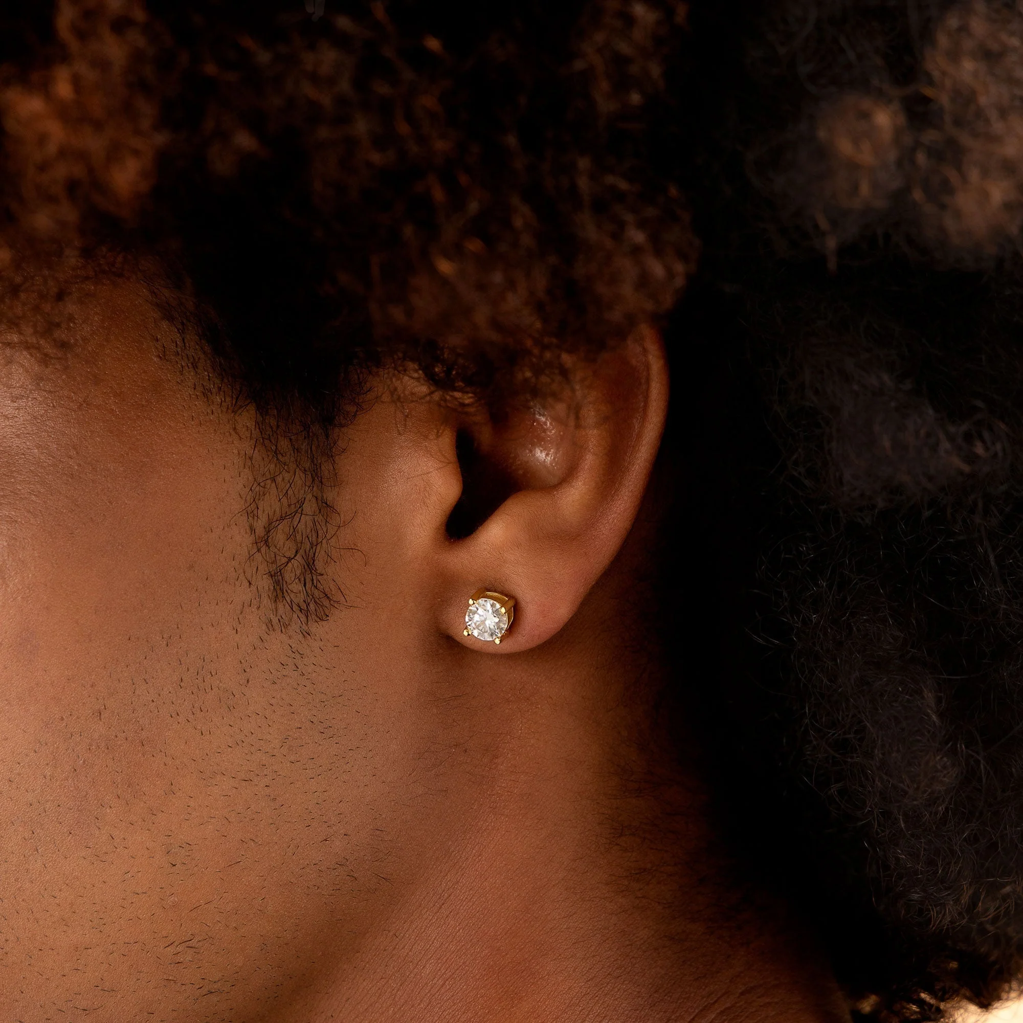 Round Cut Moissanite Stud Earring - Single - Image 8