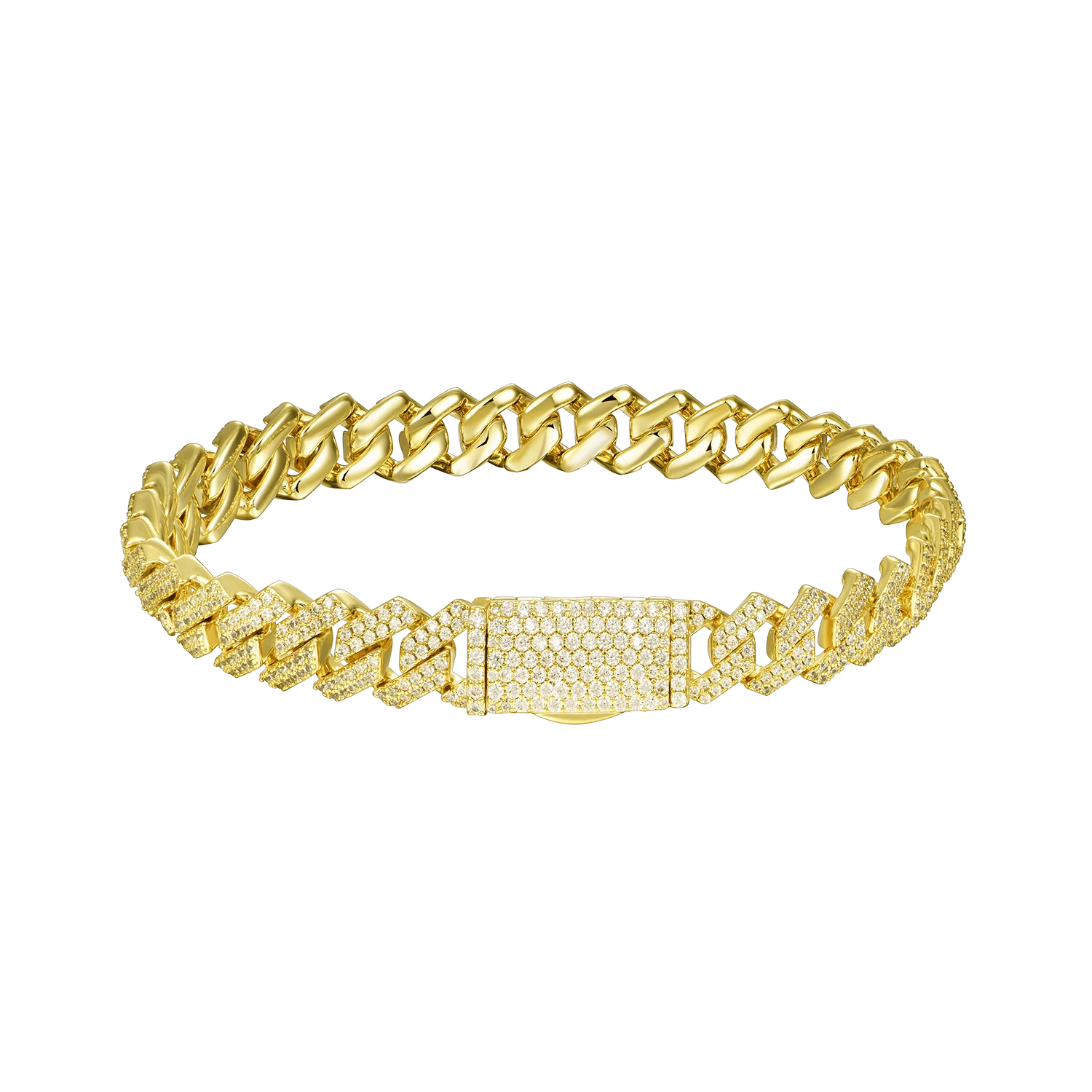 Round Cut Prong Cuban Link Bracelet - 8mm - Image 7