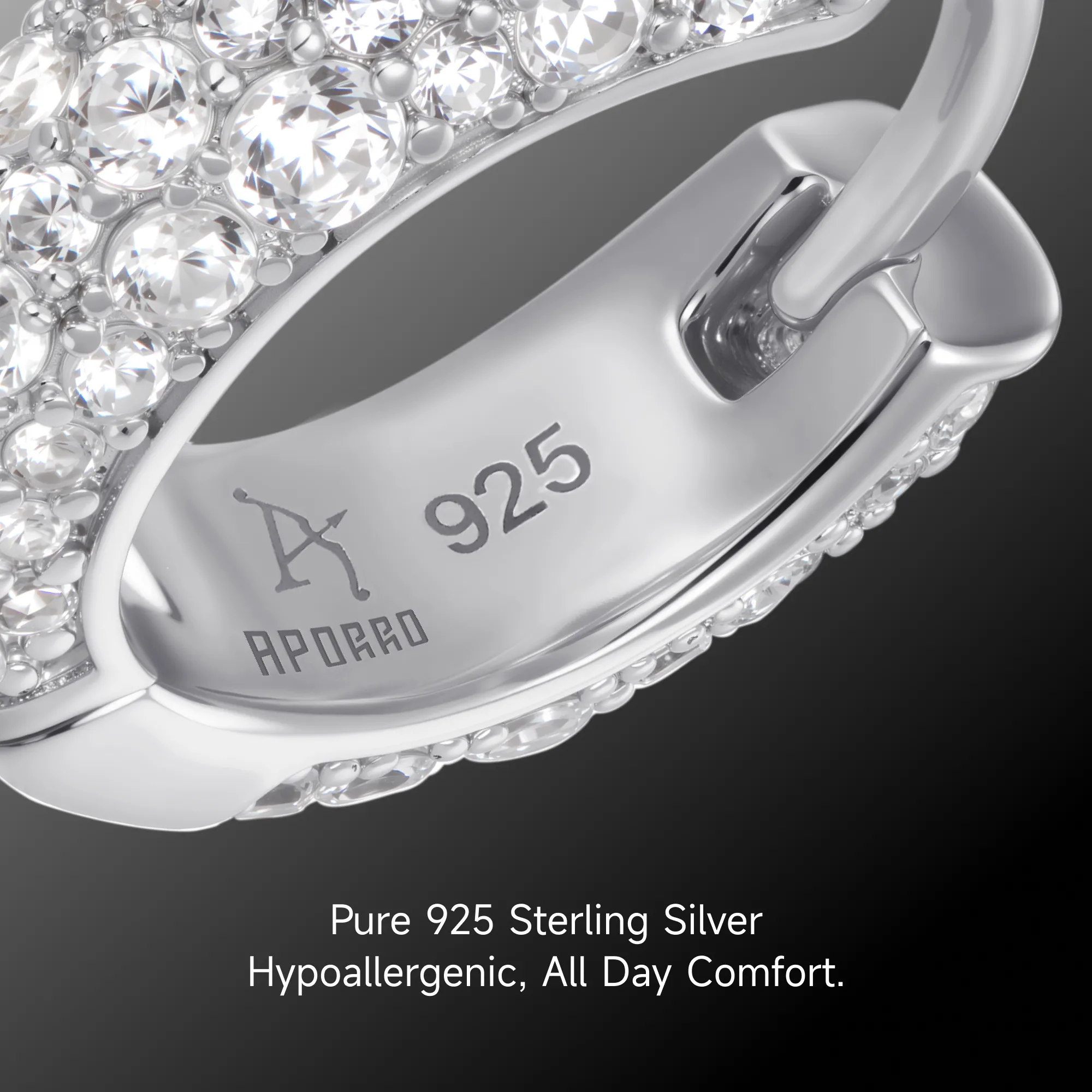 S925 Round Paved Hoop Earrings - Image 6