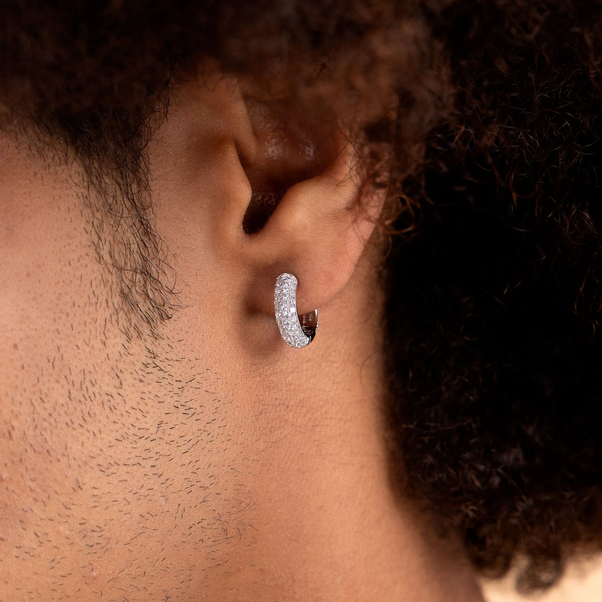 Round Paved Hoop Earrings - Pair - Image 2