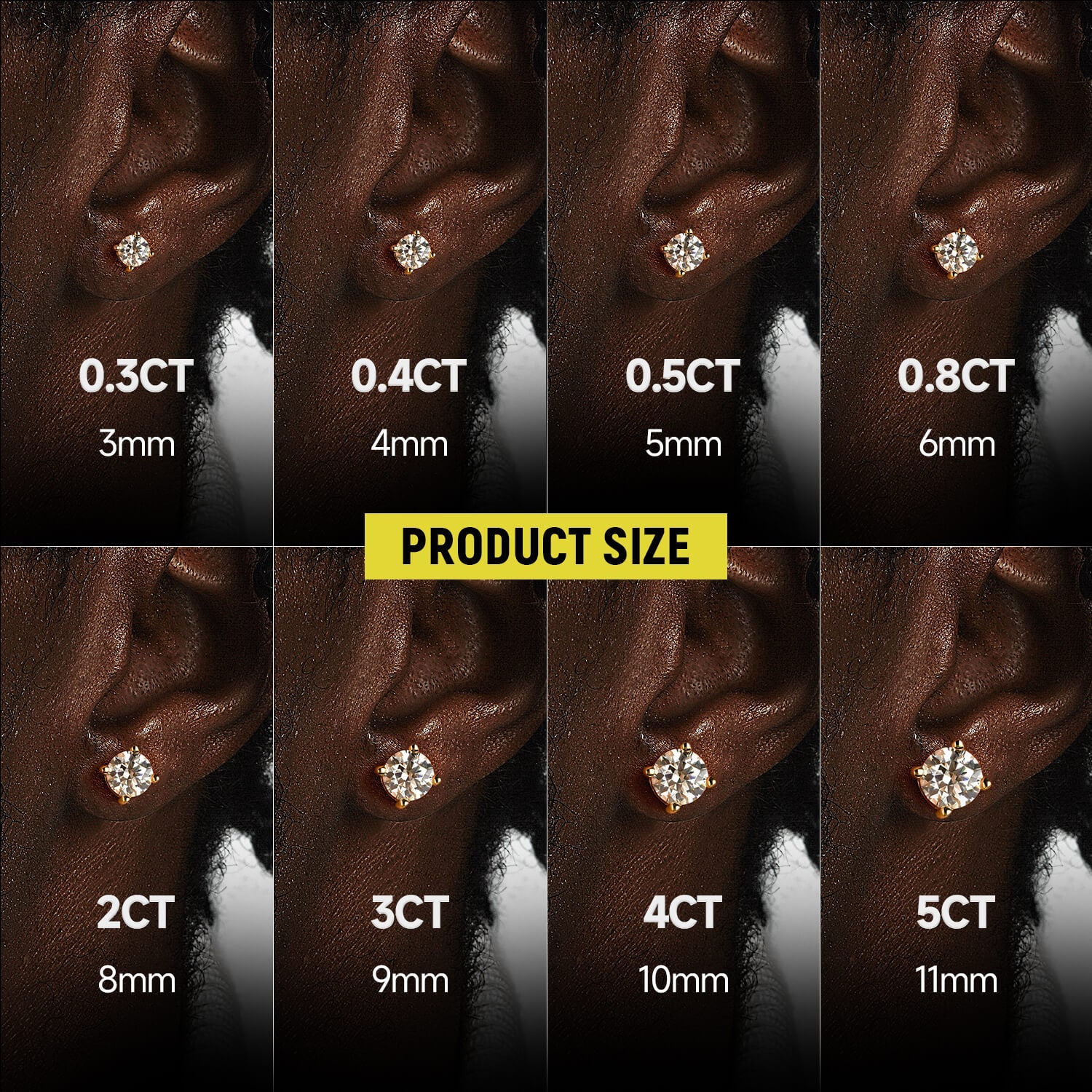 Single Moissanite Round Cut Stud Earring - Image 2