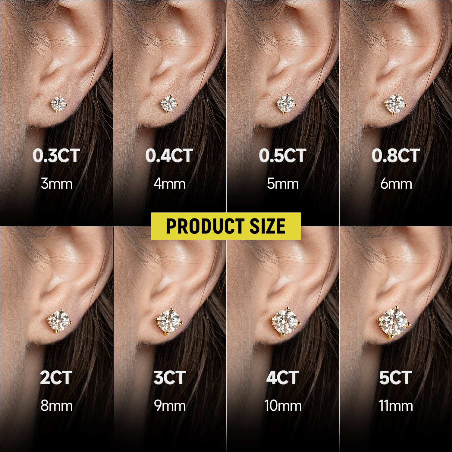 Single Moissanite Round Cut Stud Earring - Image 3