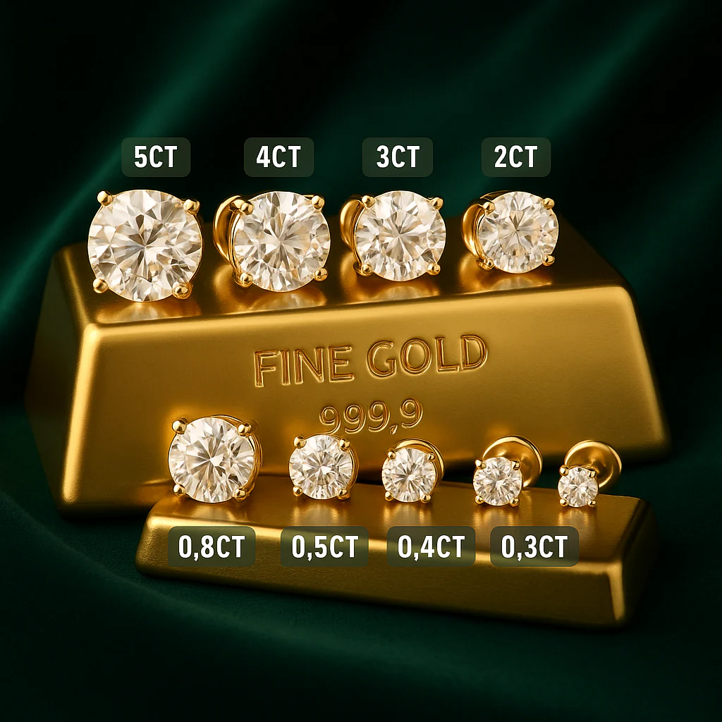 Single Moissanite Round Cut Stud Earring - Image 4