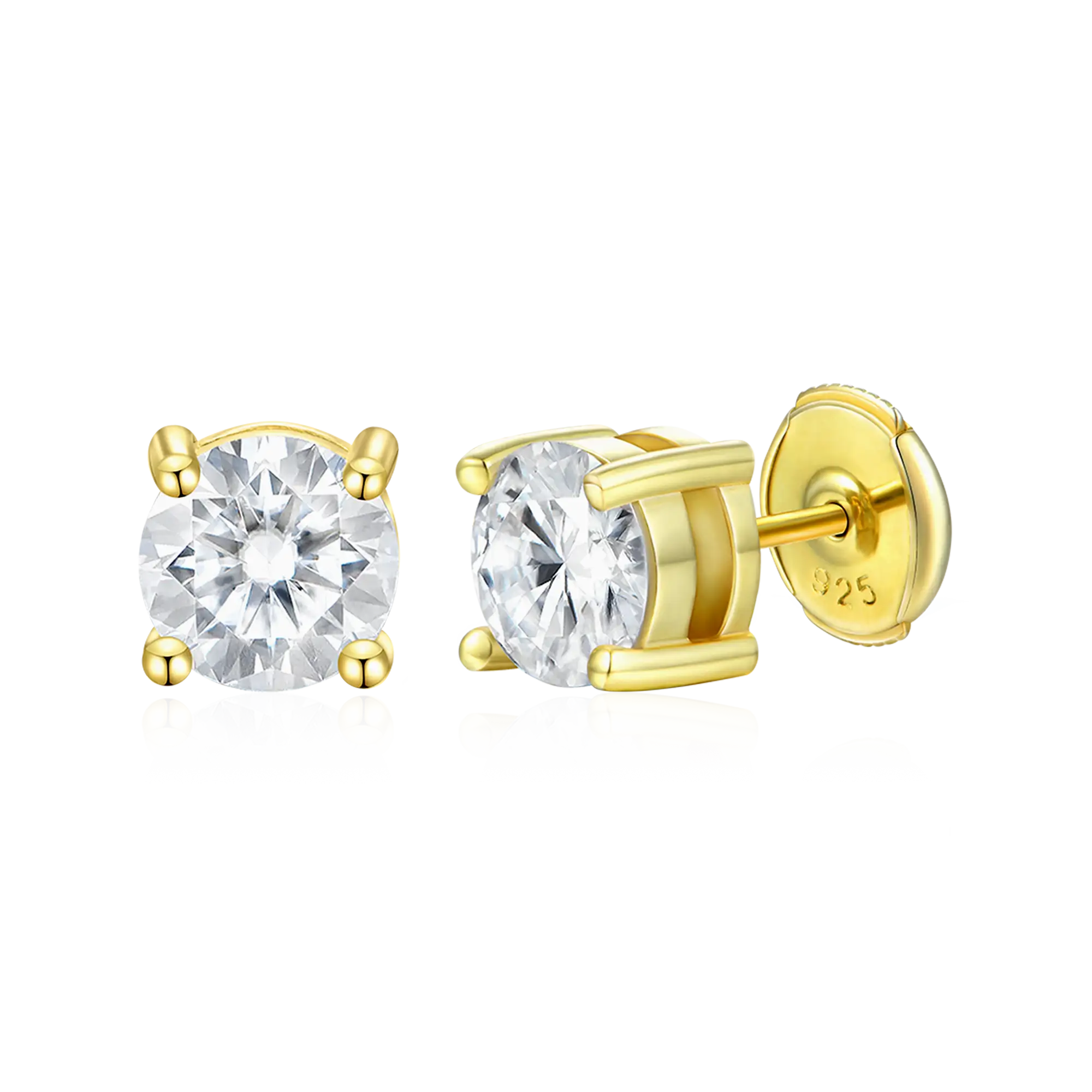 Single Moissanite Round Cut Stud Earring - Image 8