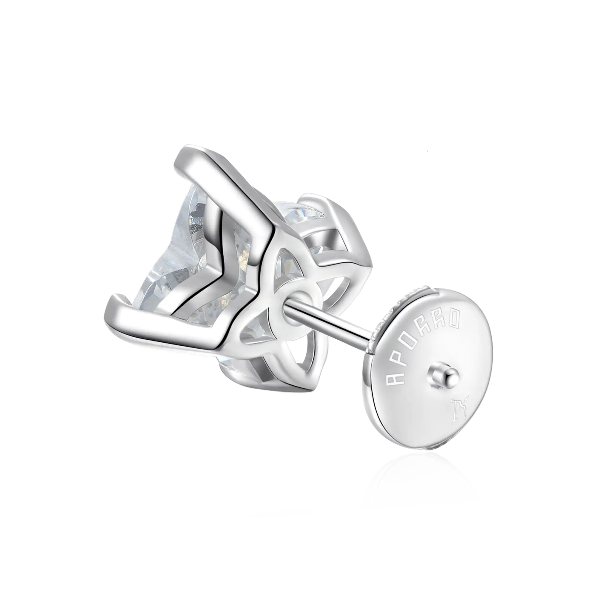 S925 Solid Clover Cut Stud Earrings - White - Image 8
