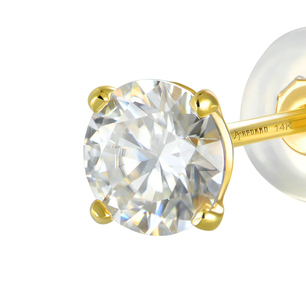 Solid Gold Round Diamond Stud Earrings-Pair - Image 4