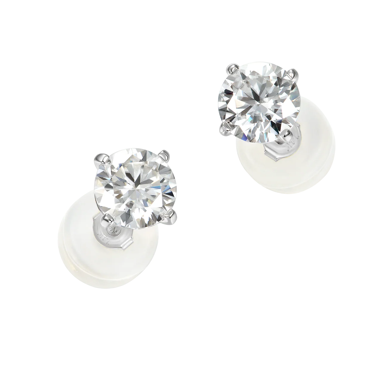 Solid Gold Round Diamond Stud Earrings-Pair - Image 12