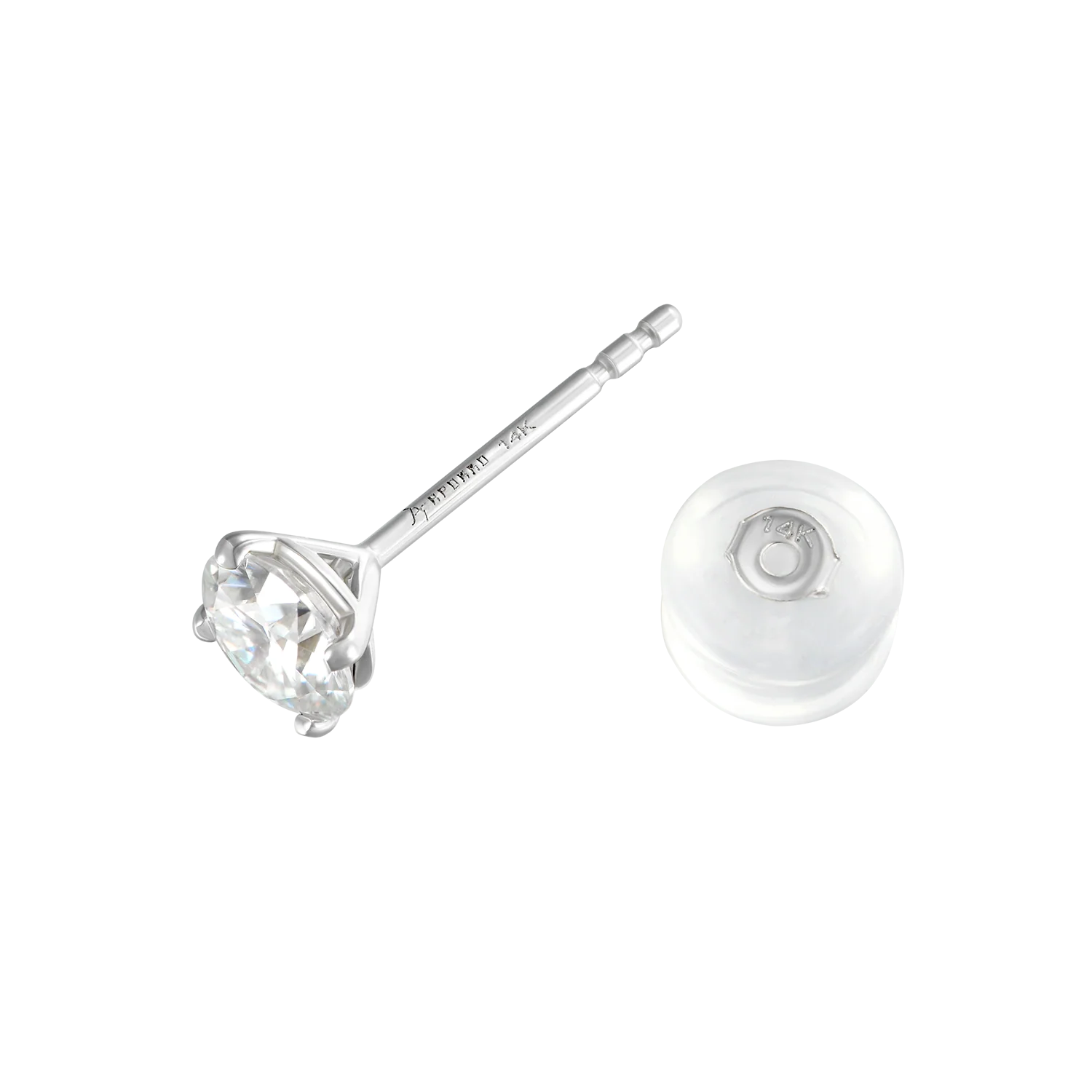 Solid Gold Round Diamond Stud Earrings-Pair - Image 13