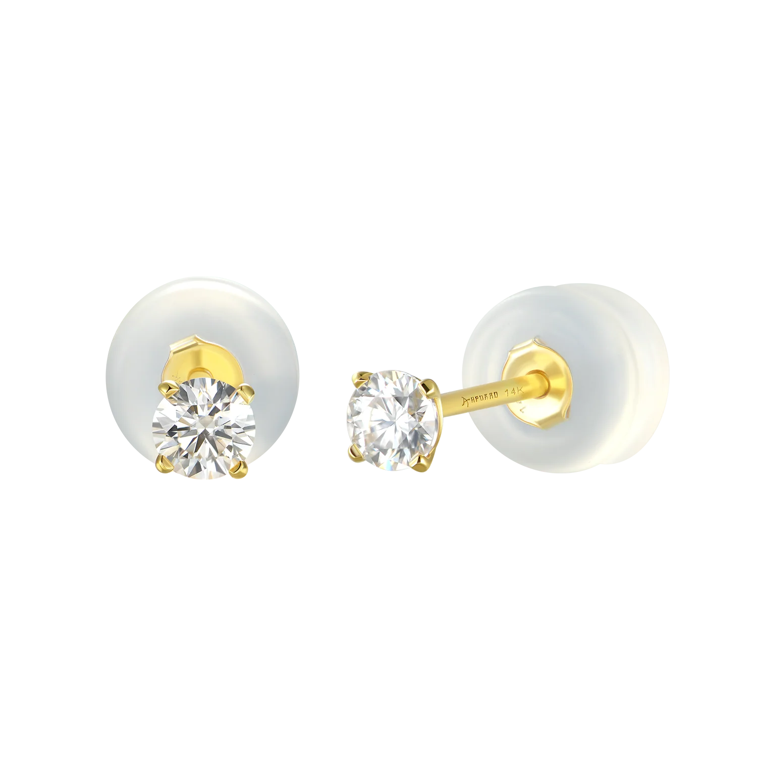 Solid Gold Round Diamond Stud Earrings-Pair - Image 14