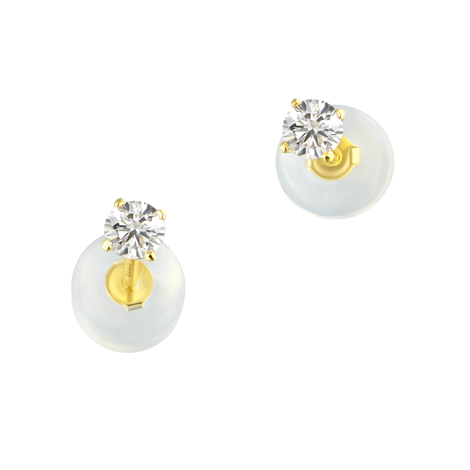 Solid Gold Round Diamond Stud Earrings-Pair - Image 16