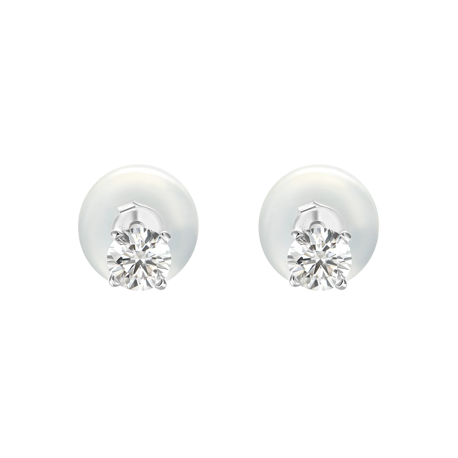 Solid Gold Round Diamond Stud Earrings-Pair - Image 18
