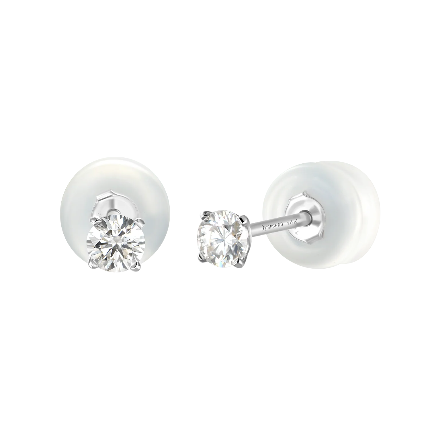 Solid Gold Round Diamond Stud Earrings-Pair - Image 20