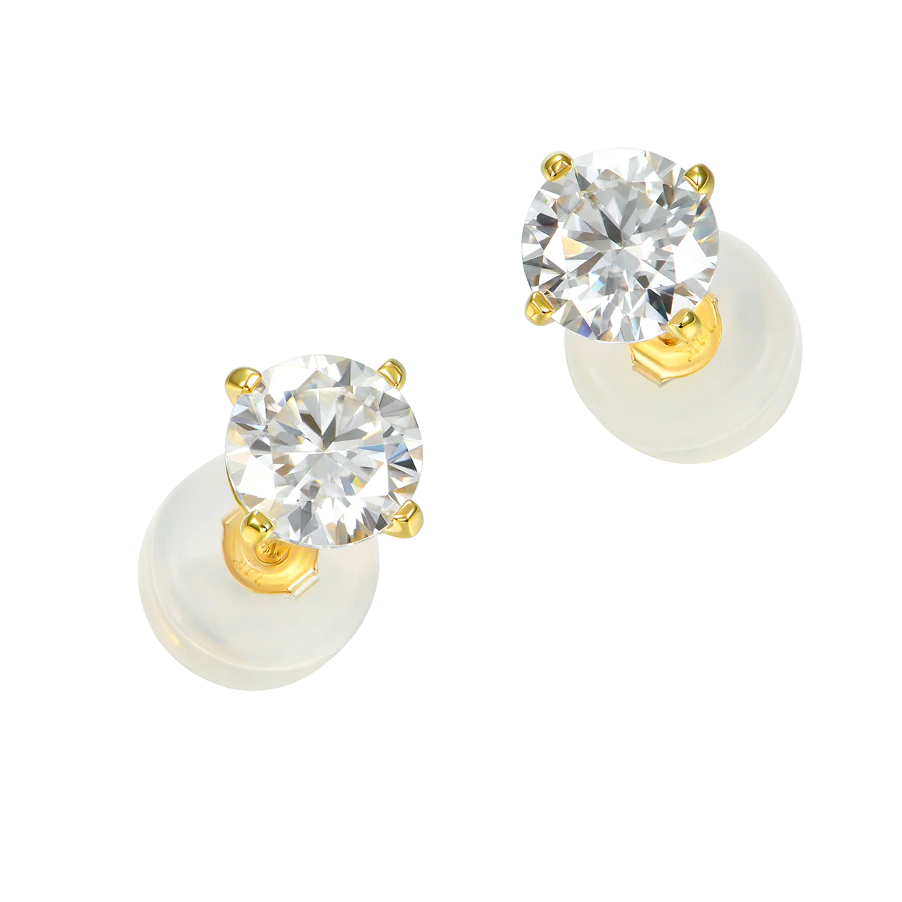Solid Gold Round Diamond Stud Earrings-Pair - Image 5
