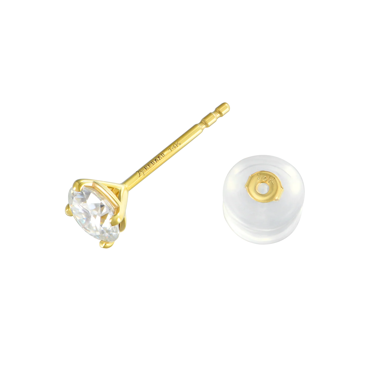 Solid Gold Round Diamond Stud Earrings-Pair - Image 6