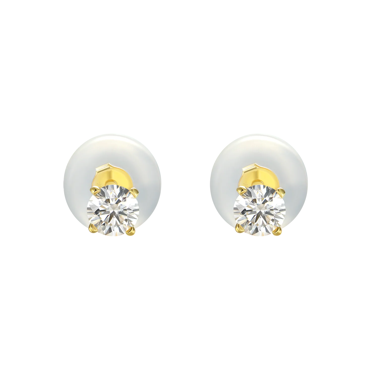Solid Gold Round Diamond Stud Earrings-Pair - Image 7