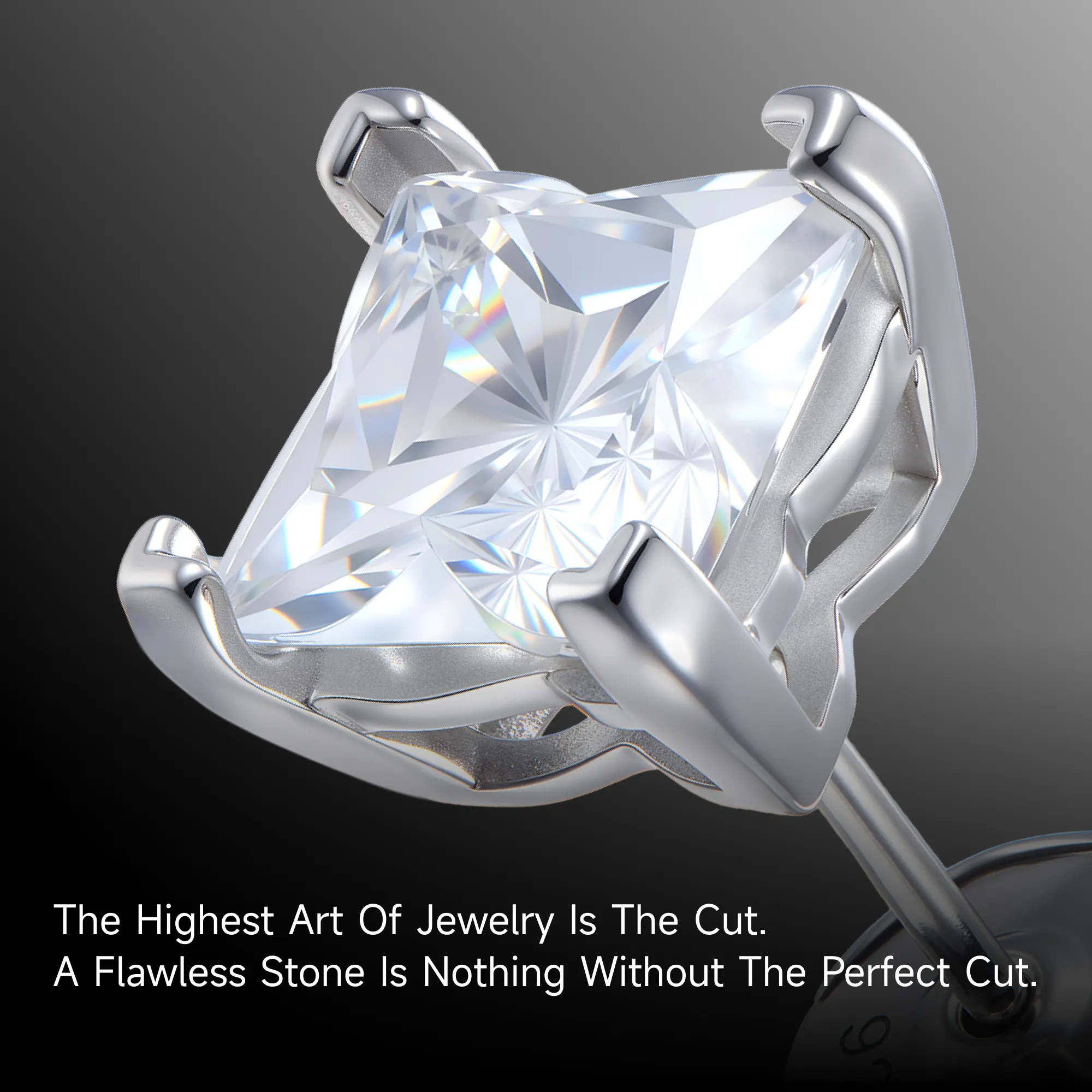 S925 Solid Clover Cut Stud Earrings - White - Image 5