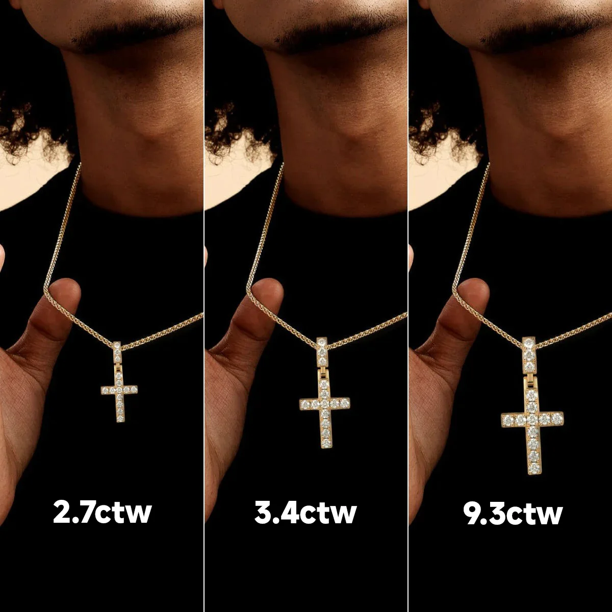 Solid Tennis Cross Pendant - Medium - Image 2