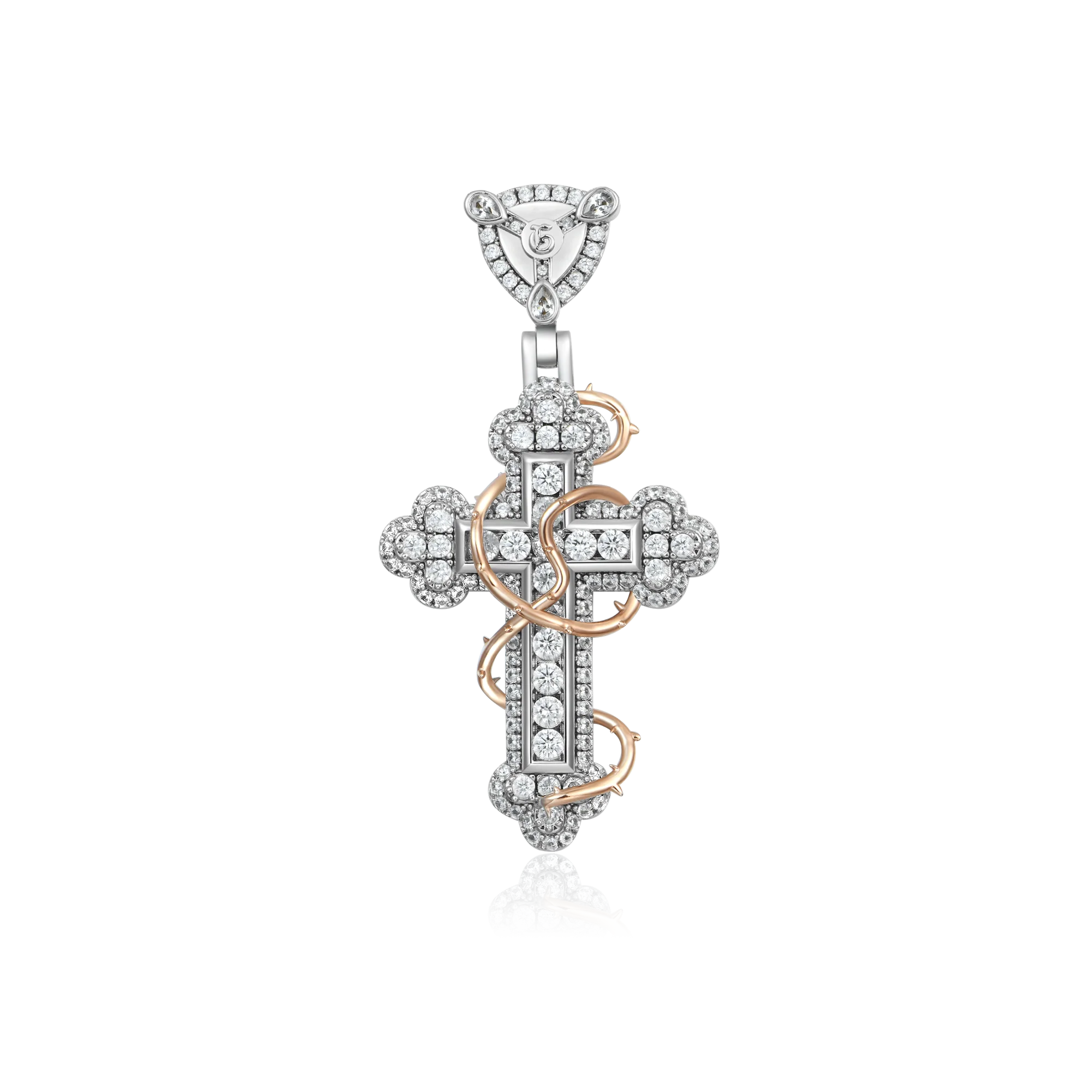 Thorned Blossom Cross Pendant - Small