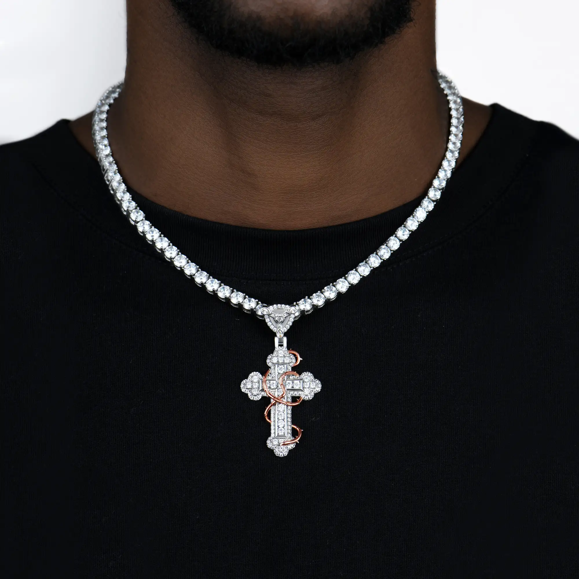 Thorned Blossom Cross Pendant - Small - Image 2