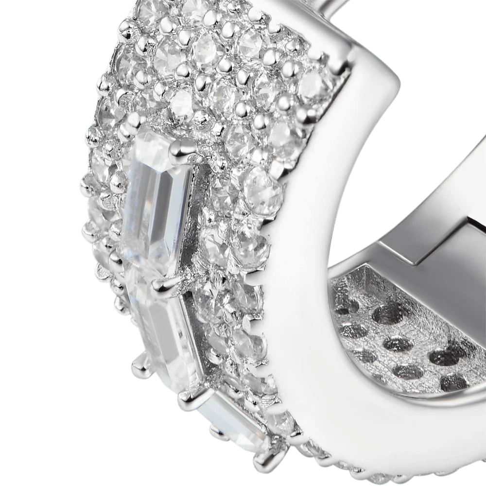 Single Tri-Baguette Hoop Earring - Image 6