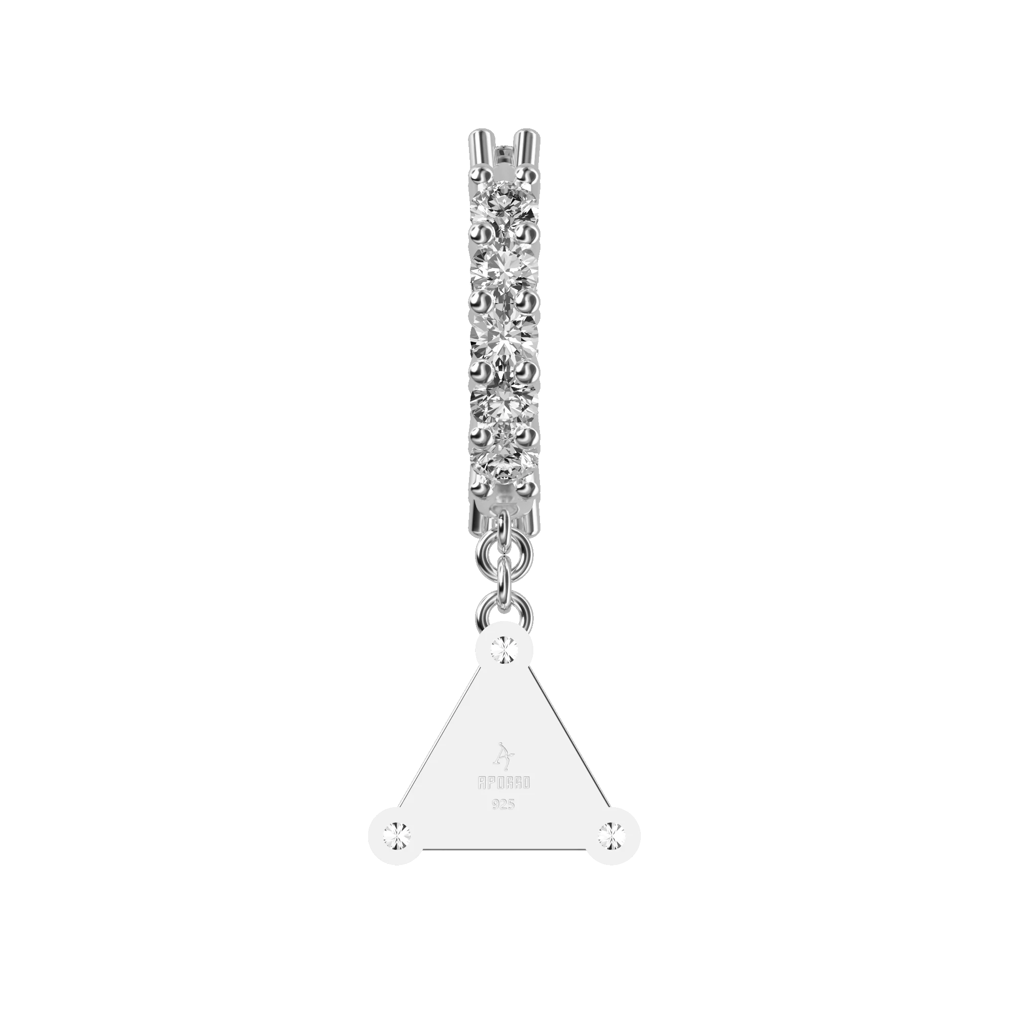 S925 Triangle Baguette Mix Halo Dangly Earrings - Pair - Image 6