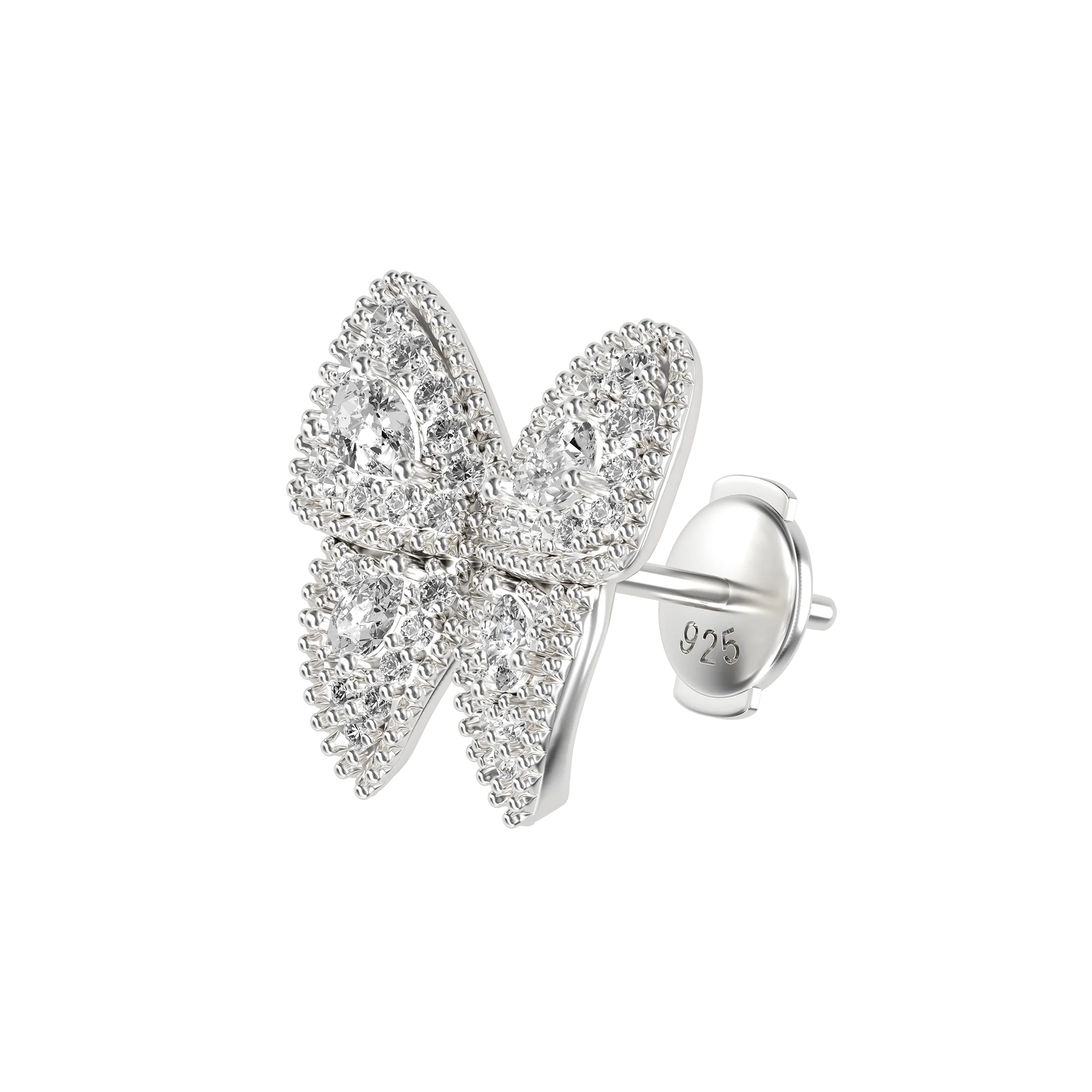 Vivid Clustered Butterfly Stud Earring - Single