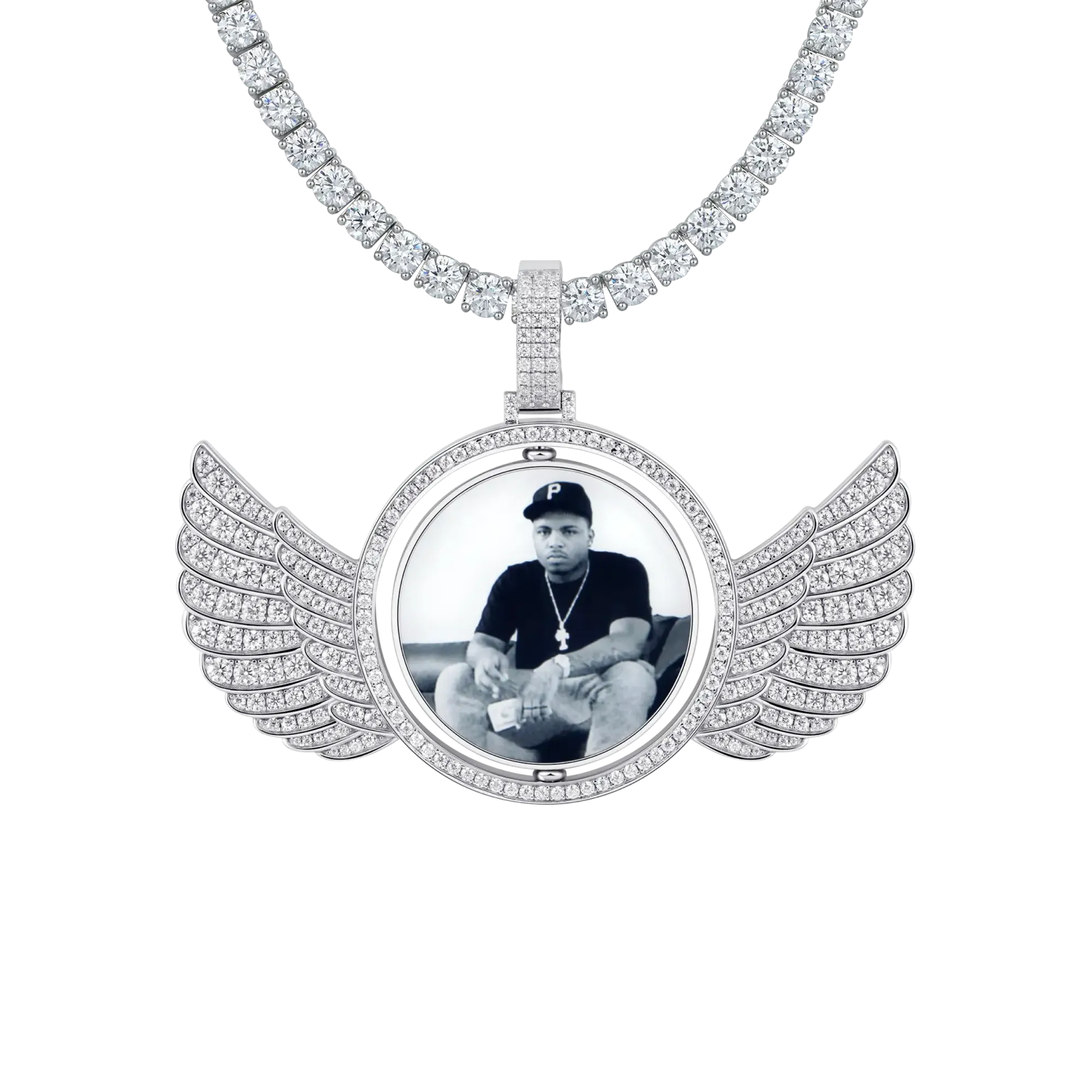 Custom Rotating Wings Photo Pendant