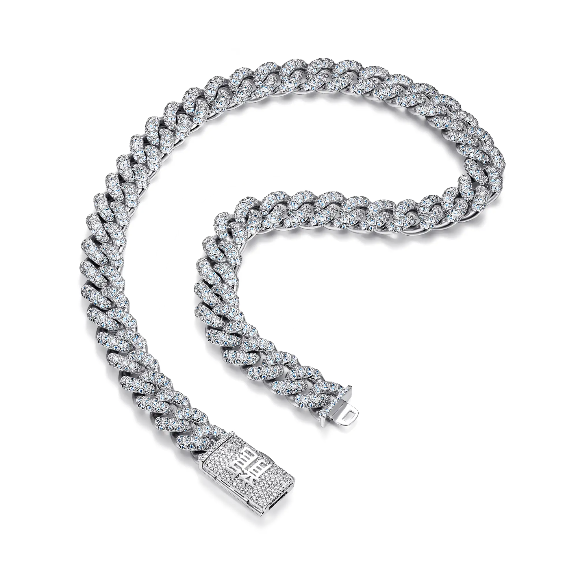 WONG Dragon Box Clasp Cuban Chain-White Gold - Image 4