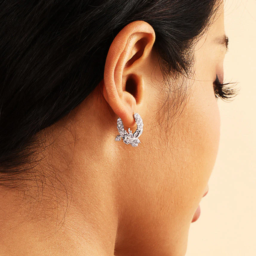 S925 WONG Iced Coiled Dragon Hoop Earring - Image 10