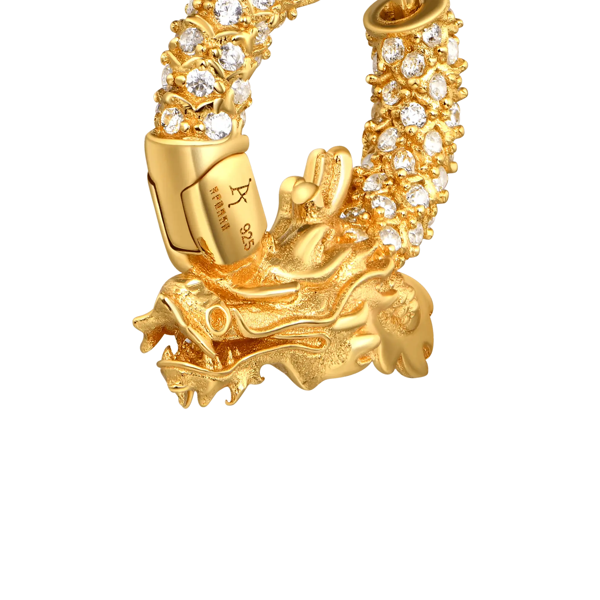 S925 WONG Iced Coiled Dragon Hoop Earring - Image 4