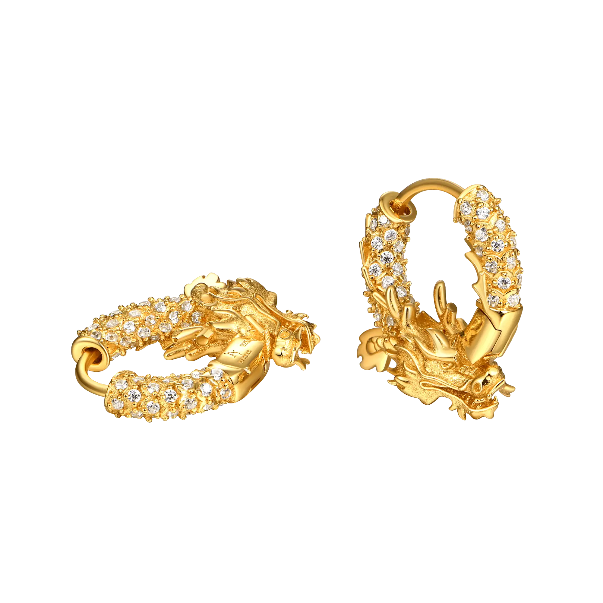 S925 WONG Iced Coiled Dragon Hoop Earring - Image 7