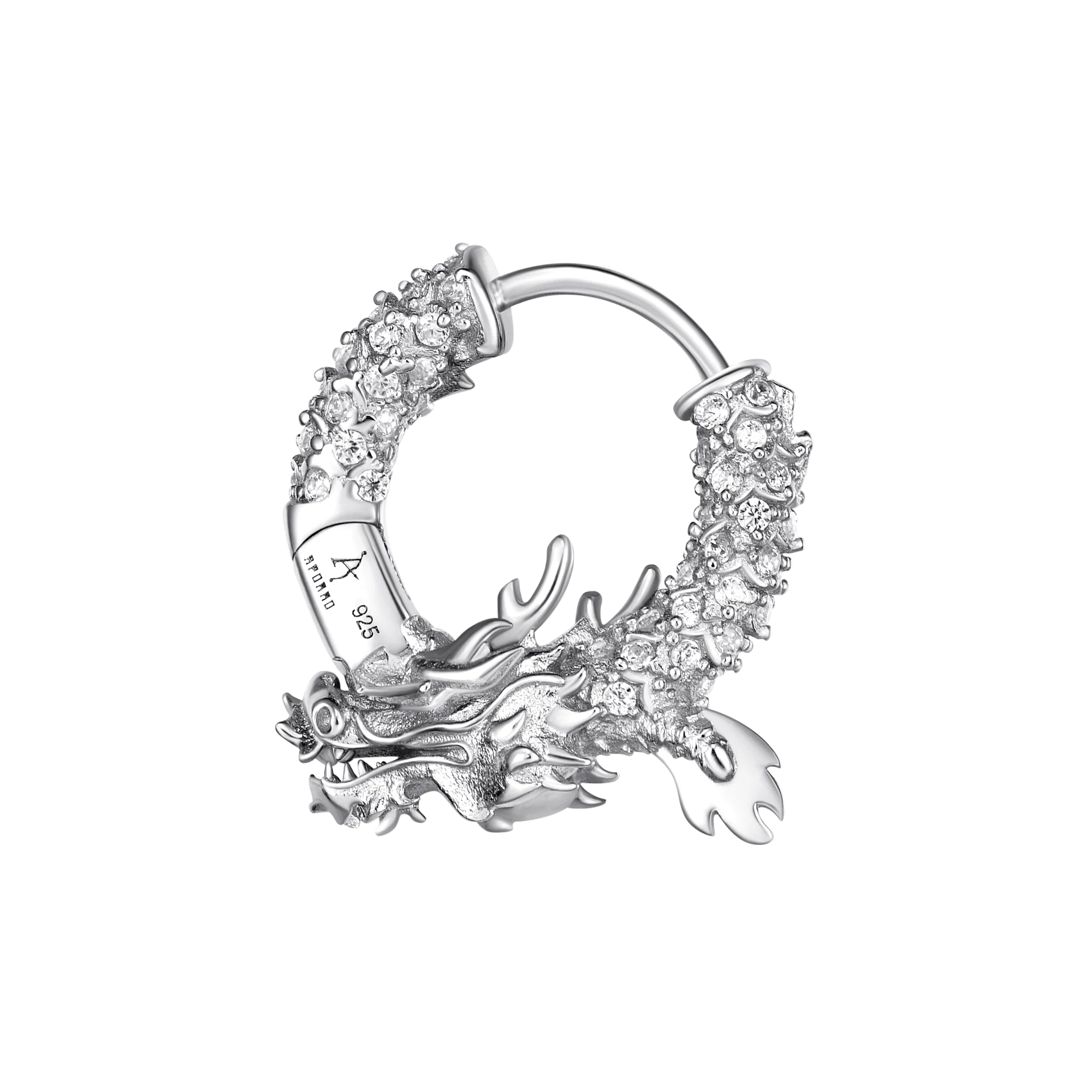 S925 WONG Iced Coiled Dragon Hoop Earring - Image 12
