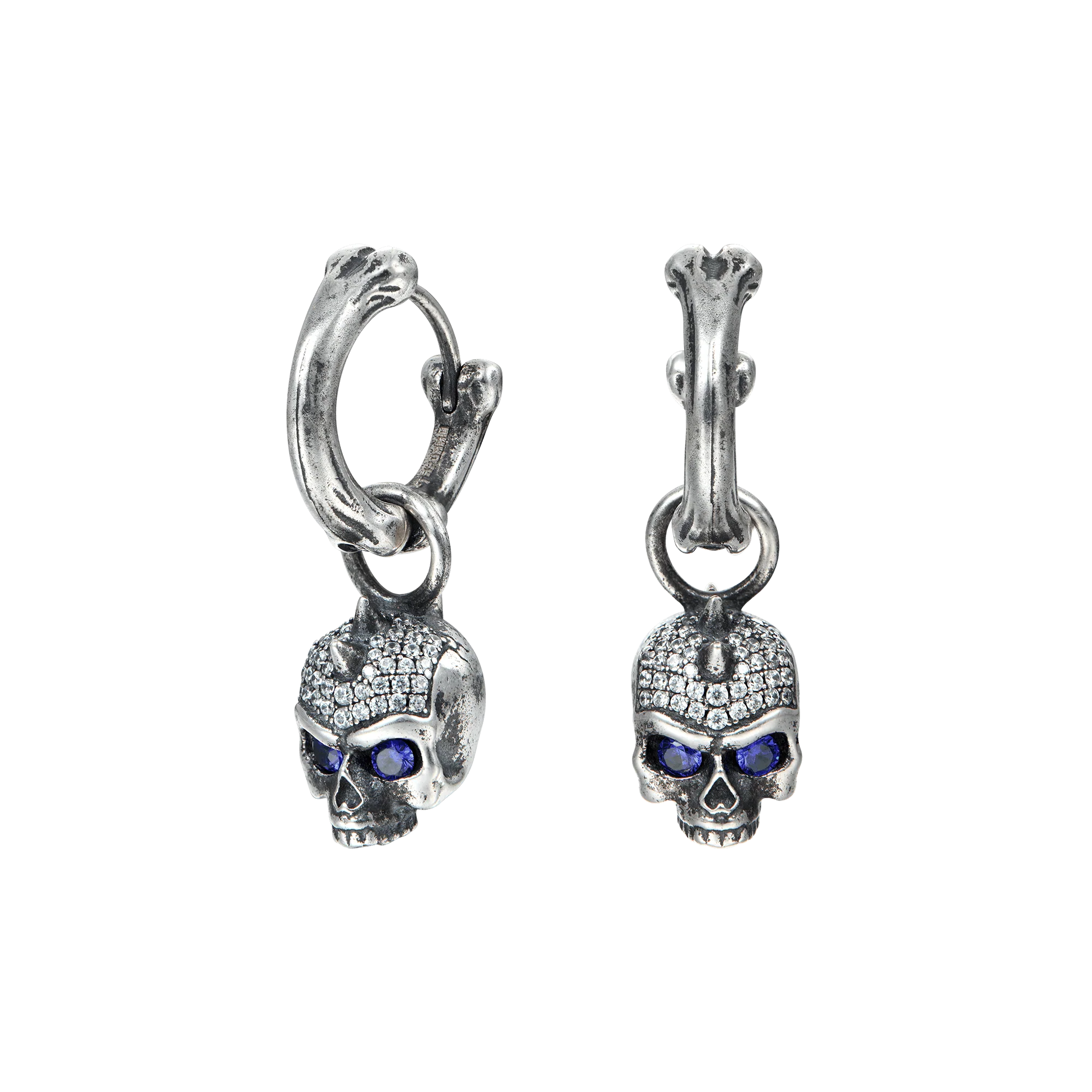 S925 X Iced Skull Dangly Earring - Image 4
