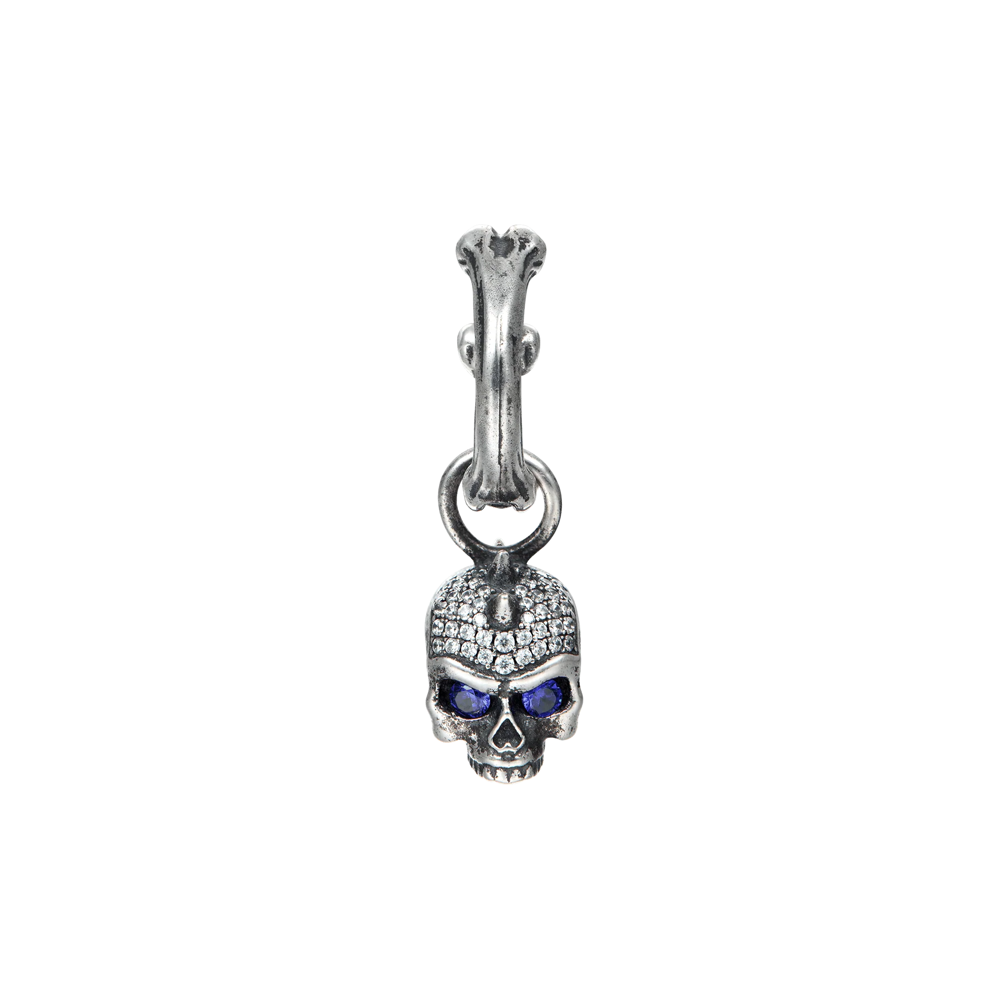 S925 X Iced Skull Dangly Earring - Image 5